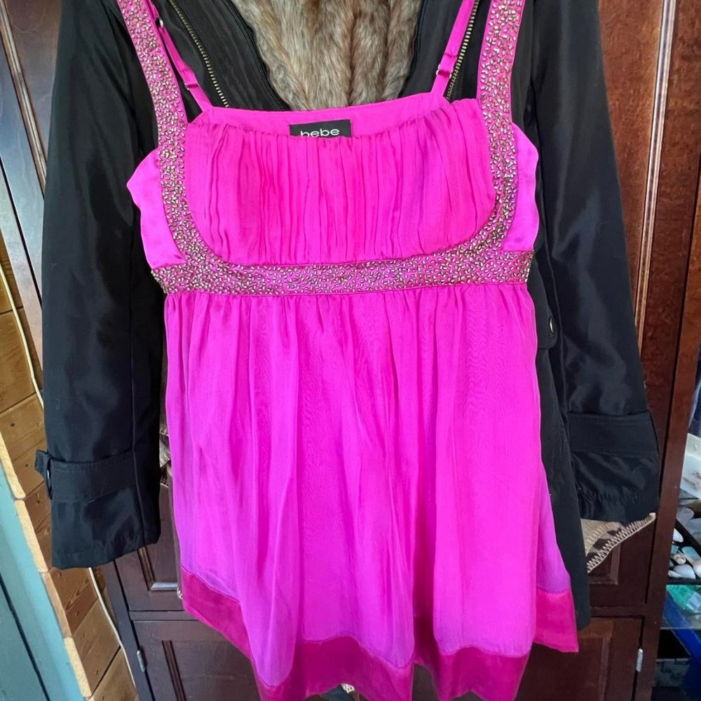 Bebe Silk Decorative Tank Top